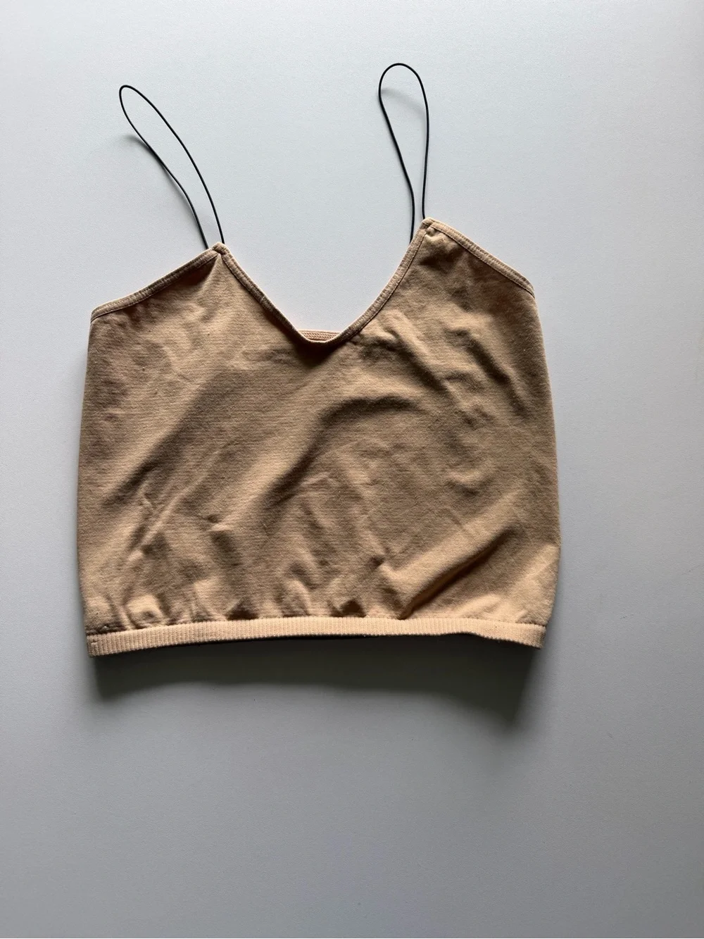 Free People Beige V-Neck Spaghetti Strap Crop Camisole